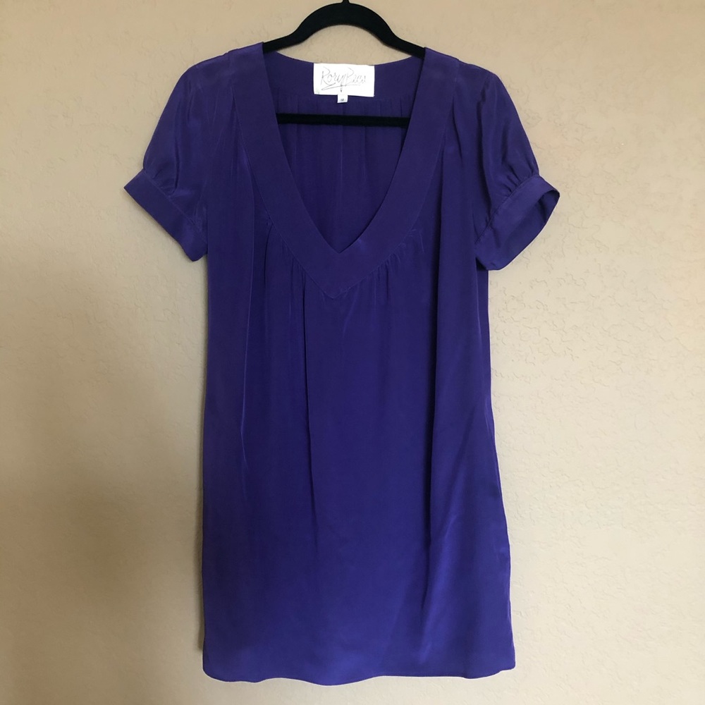 Rory Beca purple silk mini shirt dress